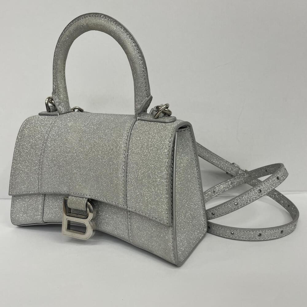 BALENCIAGA HOURGLASS Shoulder Bag Silver